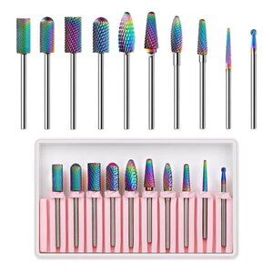Nail Drill Bits Set, 10Pcs Tungsten Carbide, Remove Acrylic Poly Nail Gel